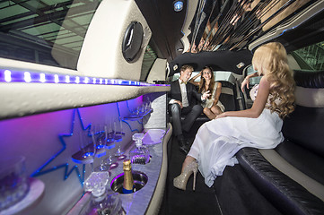 Image showing Celebrities in a luxurious limousine