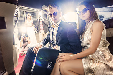 Image showing Celebrity couple in a limousine