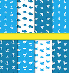 Image showing Set Seamless Pattern with Nautical Elements 