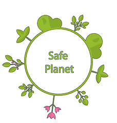 Image showing Frame form circle green earth plant flower cry safe planet