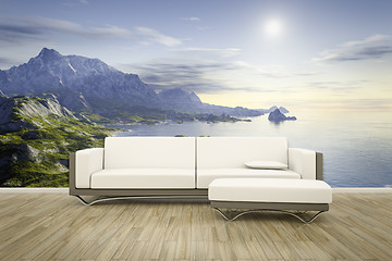 Image showing photo wall mural sofa floor landscape