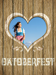 Image showing wooden heart woman octoberfest
