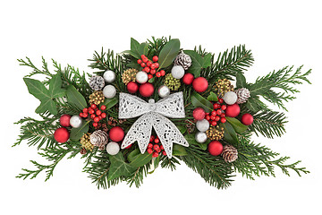 Image showing Christmas Floral Decoration with Bow