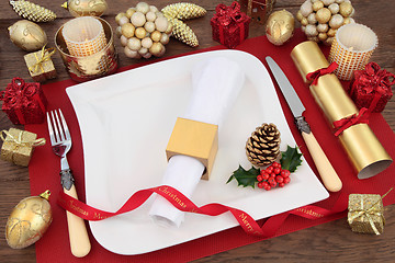 Image showing Christmas Dinner Place Setting