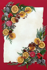 Image showing Christmas Floral Border with Fruit and Spice