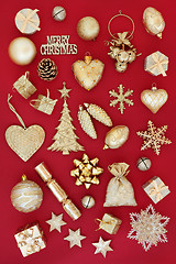 Image showing Gold Christmas Decorations