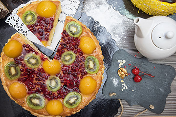 Image showing Table with fruit cakes