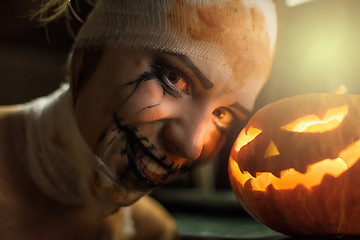 Image showing Horrible girl with scary mouth and eyes