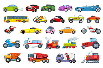 Image showing Vector set of transport vehicles illustrations.