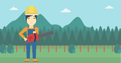 Image showing Lumberjack with chainsaw vector illustration.