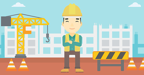 Image showing Friendly builder with arms crossed.