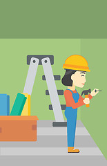 Image showing Constructor hammering nail.