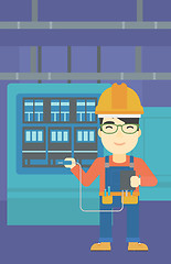 Image showing Electrician with electrical equipment.