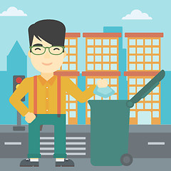 Image showing Man throwing away trash vector illustration.