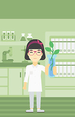 Image showing Scientist with test tube vector illustration.