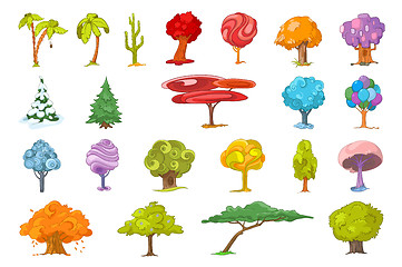 Image showing Vector set of various trees illustrations.