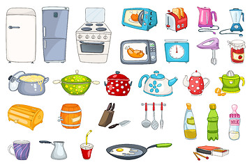 Image showing Set of household appliances and kitchenware.