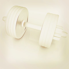 Image showing Metall dumbbells on a white background. 3D illustration. Vintage