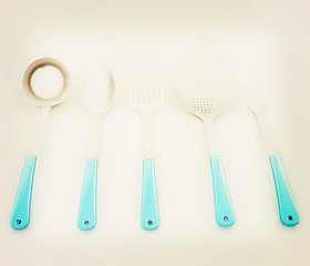 Image showing cutlery on a white background . 3D illustration. Vintage style.