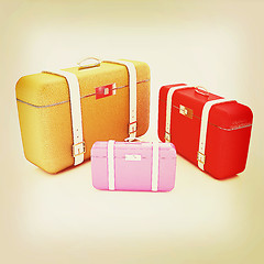 Image showing Traveler\'s suitcases. 3D illustration. Vintage style.