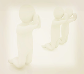 Image showing 3d mans on his knees. Christian prayer concept. 3D illustration.