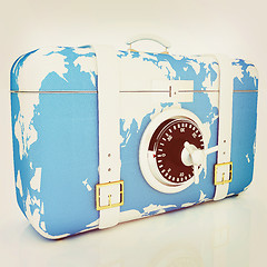 Image showing suitcase-safe for travel . 3D illustration. Vintage style.