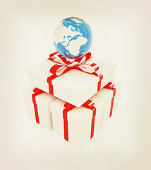 Image showing earth for gift on a white background . 3D illustration. Vintage 