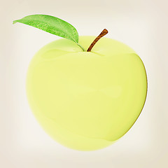 Image showing Green apple, isolated on white background . 3D illustration. Vin