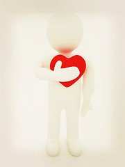 Image showing 3d man holding his hand to his heart. Concept: \