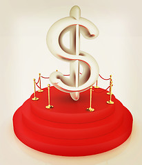 Image showing Dollar sign on podium. 3D icon on white background . 3D illustra