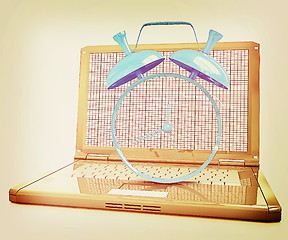 Image showing Notebook and clock . 3D illustration. Vintage style.