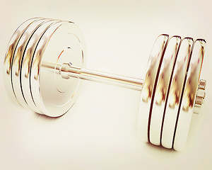 Image showing Metal dumbbell . 3D illustration. Vintage style.