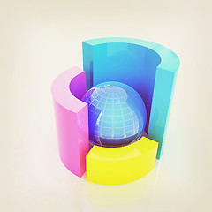 Image showing Abstract colorful structure with ball in the center . 3D illustr