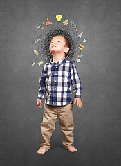 Image showing Little boy thinking