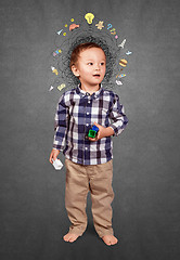 Image showing Little boy thinking