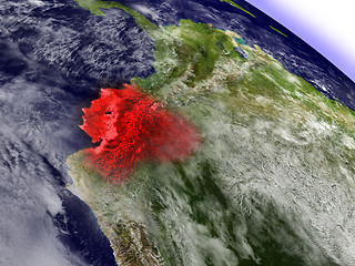 Image showing Ecuador from space highlighted in red