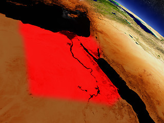 Image showing Egypt from space highlighted in red