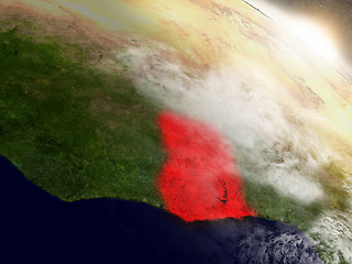 Image showing Ghana from space highlighted in red