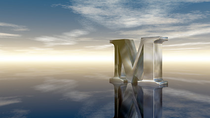 Image showing metal uppercase letter m under cloudy sky - 3d rendering