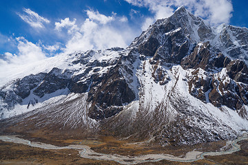 Image showing Himakaya mountains Pheriche valley and Taboche peak