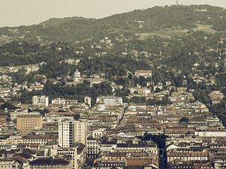 Image showing Aerial view of Turin vintage desaturated