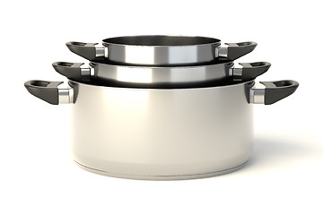 Image showing Stainless steel pots