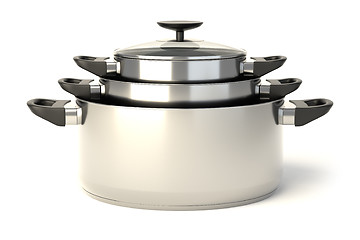 Image showing Stainless steel pots