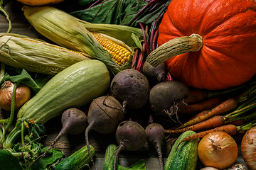 Image showing Overhead view of freshly vegetables