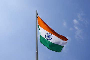 Image showing National flag of India on a flagpole