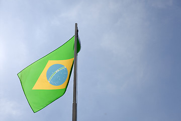 Image showing National flag of Brazil on a flagpole