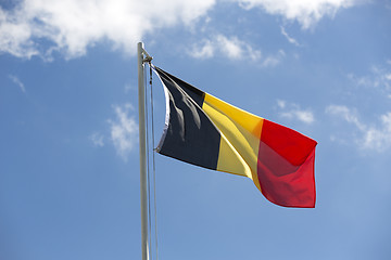 Image showing National flag of Belgium on a flagpole