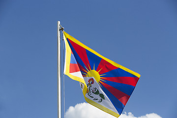 Image showing National flag of Tibet on a flagpole