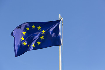 Image showing Flag of European Union on a flagpole