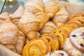 Image showing fresh baked cookies fluffy croissants pastries